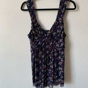 Floral mesh babydoll top
